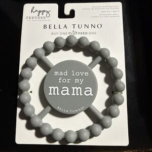 Bella Tunno Happy Teether Mad Love For My Mama Silicone Baby Teething Ring Gray